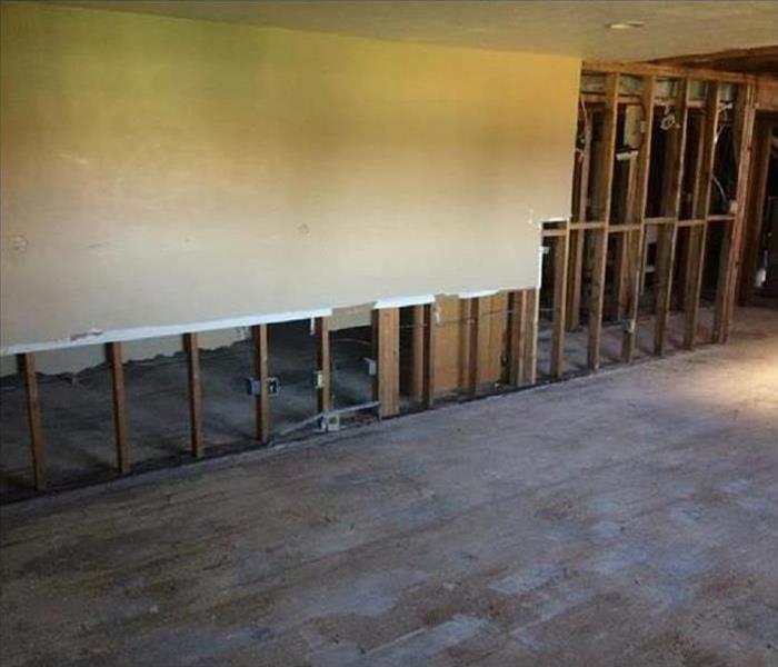 Image of a basement with flood cuts on walls