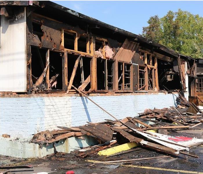 Image of a building damaged by a fire